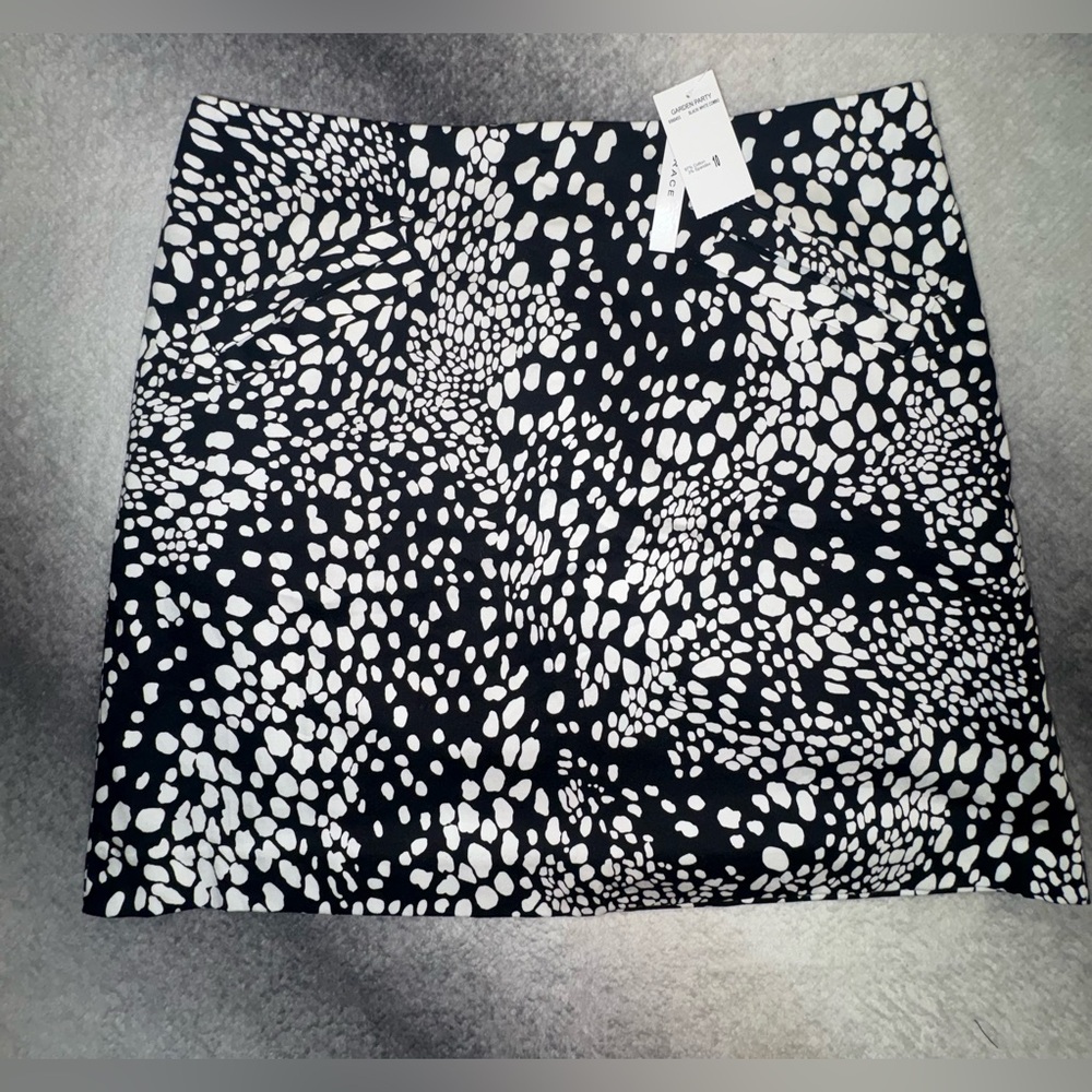 NWT Grace Black White Garden‎ Party Print Mod Retro Summer Fall Mini Skirt 10